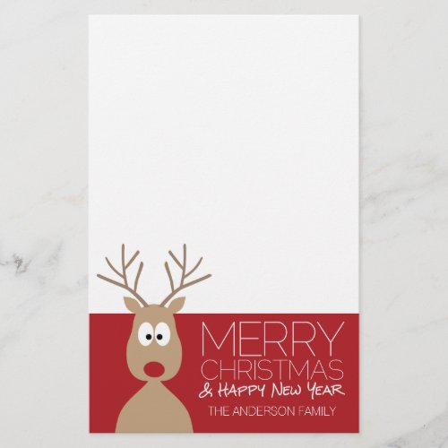 Cute Cartoon Reindeer _ Merry Christmas Greeting Stationery