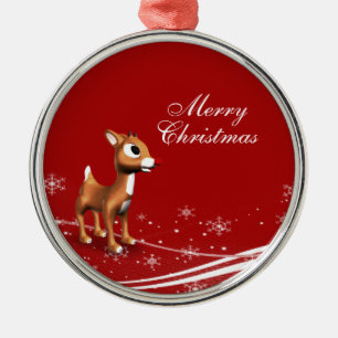 Cute Cartoon Reindeer Metal Ornament