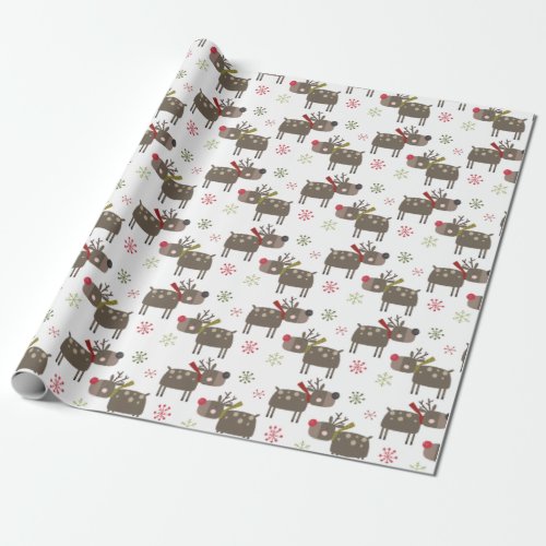 Cute cartoon reindeer wrapping paper