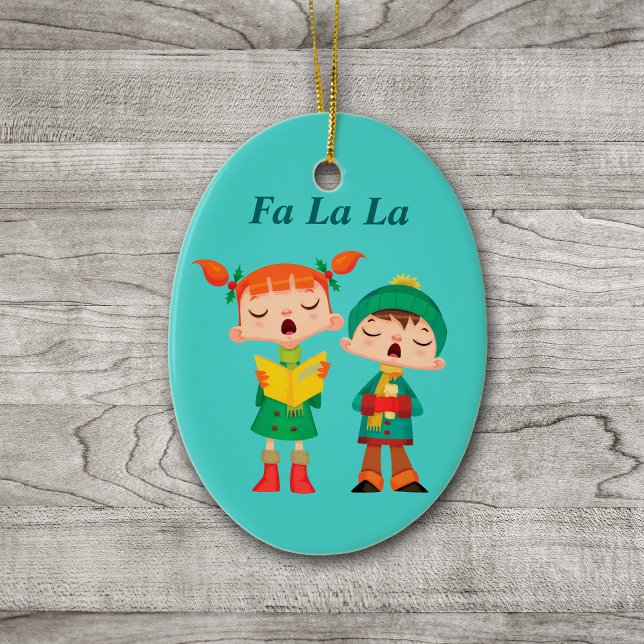 Cute Cartoon Retro Christmas Carolers Ceramic Ornament (Creator Uploaded)