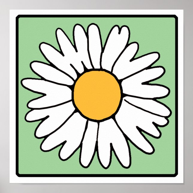 Cute Cartoon Retro Daisy Spring Garden Flower Poster (Front)