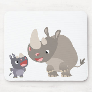 Cute Cartoon Rhino Baby & Big Rhino Mousepad
