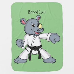 Cute cartoon rhino kung fu cartoon baby blanket