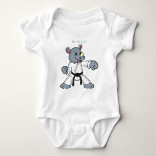 Cute cartoon rhino kung fu cartoon baby bodysuit