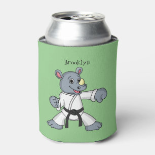Cute cartoon rhino kung fu cartoon can cooler
