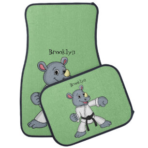 Cute cartoon rhino kung fu cartoon car floor mat