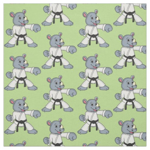 Cute cartoon rhino kung fu cartoon fabric