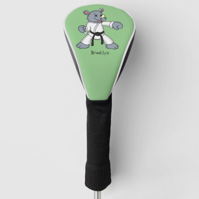 Cute cartoon rhino kung fu cartoon golf head cover (Front)