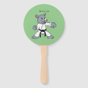 Cute cartoon rhino kung fu cartoon hand fan