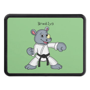 Cute cartoon rhino kung fu cartoon hitch cover