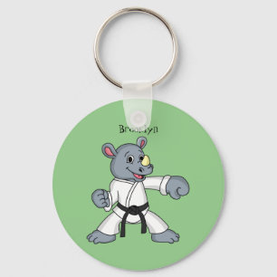 Cute cartoon rhino kung fu cartoon keychain