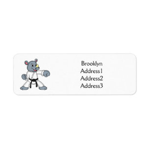 Cute cartoon rhino kung fu cartoon label