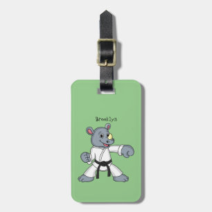 Cute cartoon rhino kung fu cartoon luggage tag