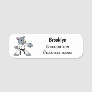 Cute cartoon rhino kung fu cartoon name tag