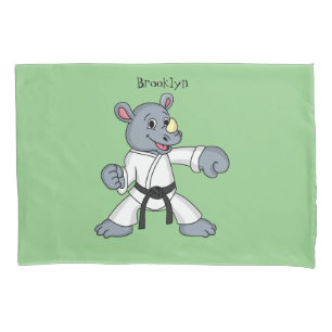 Cute cartoon rhino kung fu cartoon pillow case