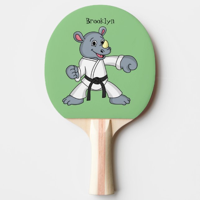 Cute cartoon rhino kung fu cartoon ping pong paddle (Front)