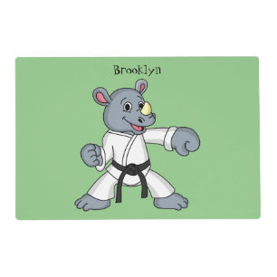 Cute cartoon rhino kung fu cartoon placemat