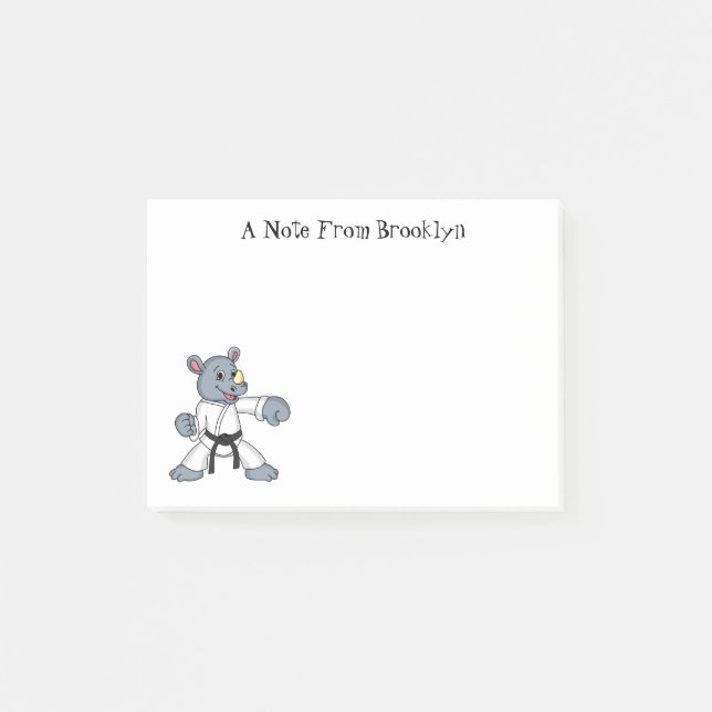 Cute cartoon rhino kung fu cartoon post-it notes (Front)