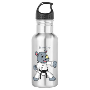 Cute cartoon rhino kung fu cartoon  stainless steel water bottle