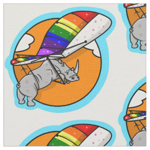 Cute cartoon rhinoceros hang gliding fabric