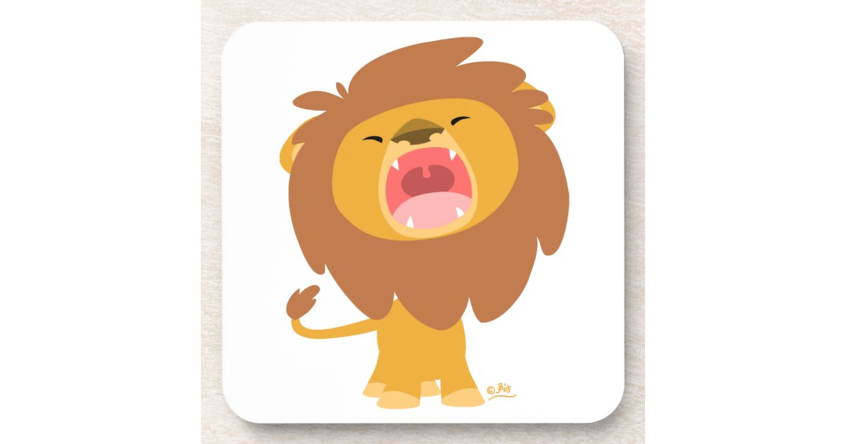 Cute Cartoon Roaring Lion Coasters | Zazzle