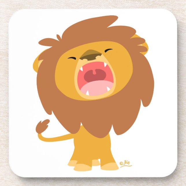 Cute Cartoon Roaring Lion Coasters (Front)