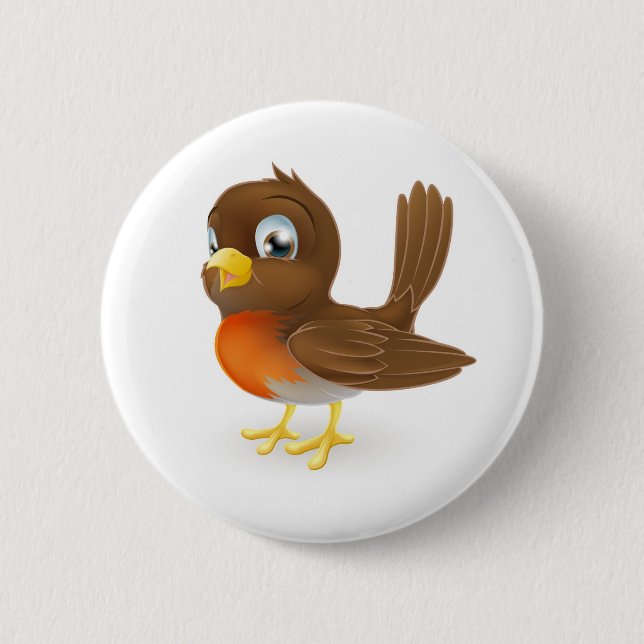 Cute cartoon Robin Illustration Button (Front)