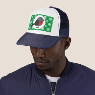 Cute Cartoon Robin with the Snowflakes Trucker Hat