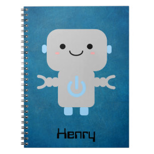 Cute Cartoon Robot Blue Notebook
