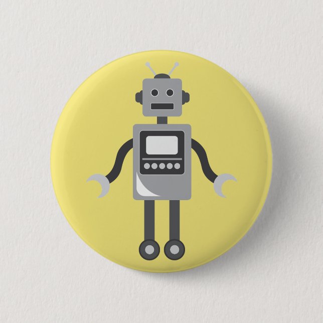Cute Cartoon Robot Button (Front)