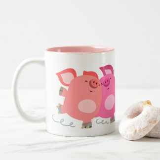 Cute Cartoon Roller-Skating Pigs Mug