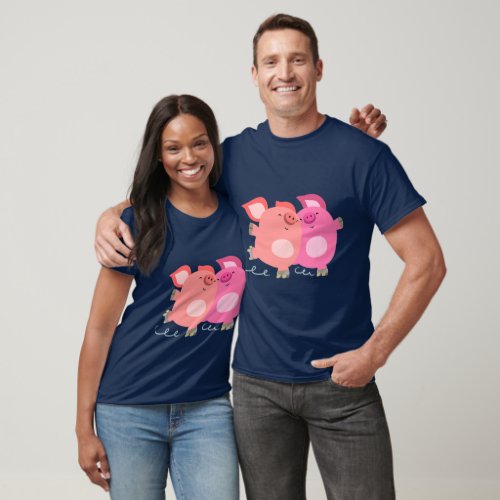 Cute Cartoon Roller_Skating Pigs T_Shirt