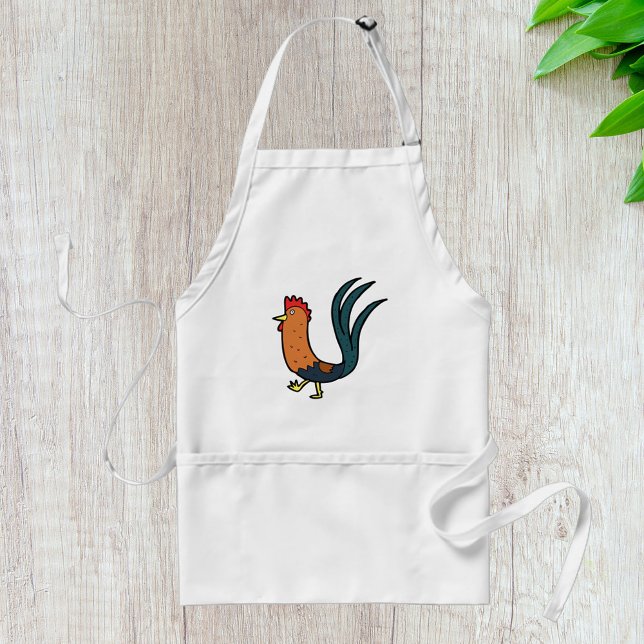 Cute Cartoon Rooster Adult Apron (Creator Uploaded)