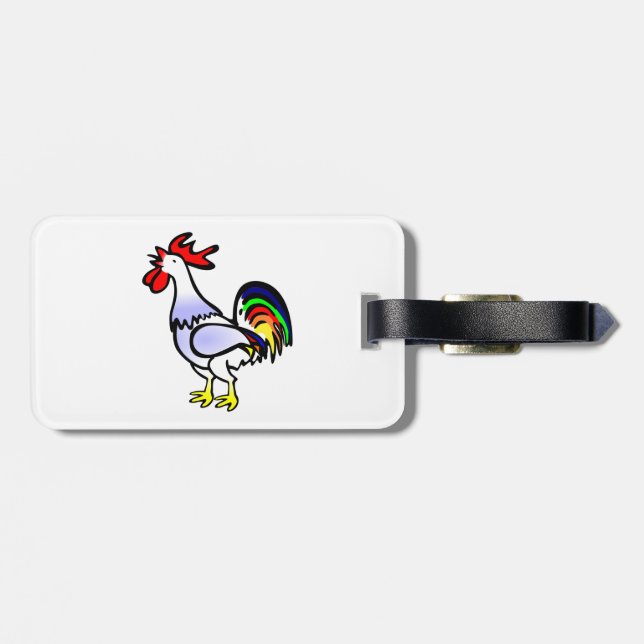 cute cartoon rooster luggage tag (Back Horizontal)
