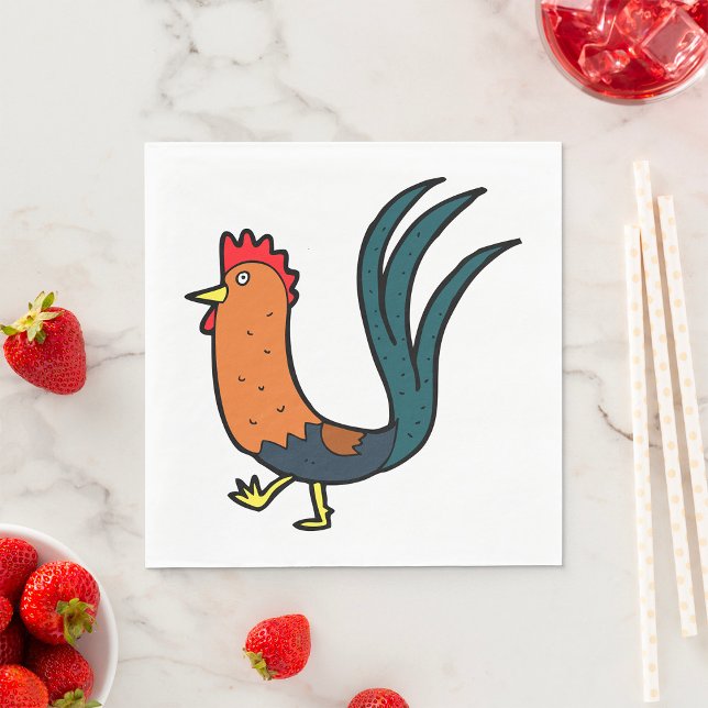 Cute Cartoon Rooster Napkins (Creator Uploaded)