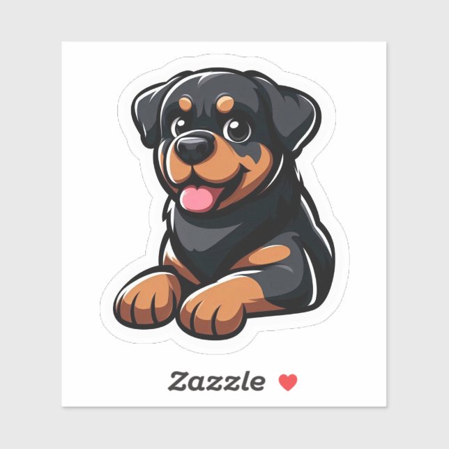 Cute Cartoon Rottweiler Puppy Resting Sticker (Sheet)