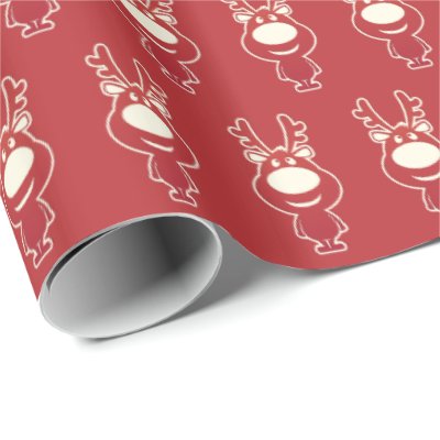 Cute Cartoon Rudolph Red Pattern Wrapping Paper
