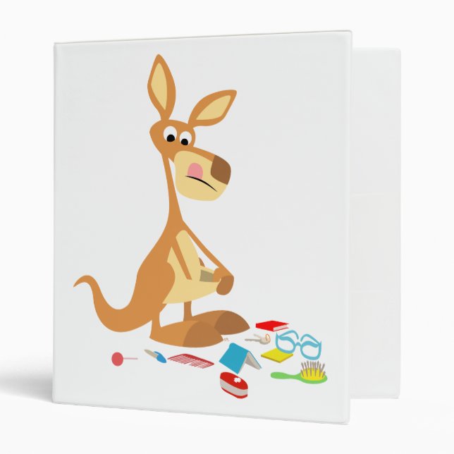 Cute Cartoon Rummaging Kangaroo Binder (Front/Inside)