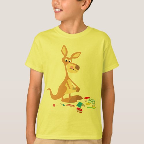 Cute Cartoon Rummaging Kangaroo Children T_Shirt