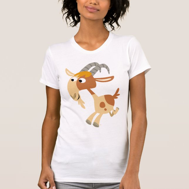 Cute Cartoon Running Goat Women T-Shirt (Front)