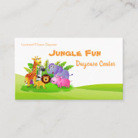 Cute Cartoon Safari Animals Child Daycare Business Card