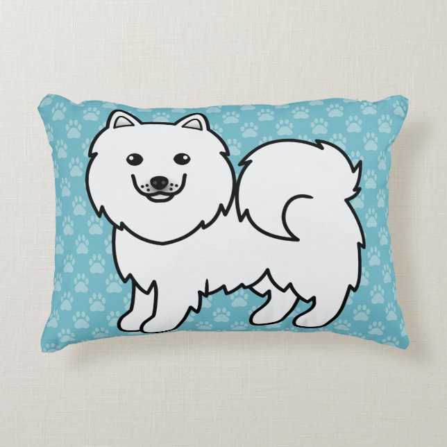 Cute Cartoon Samoyed Decorative Pillow (Front)