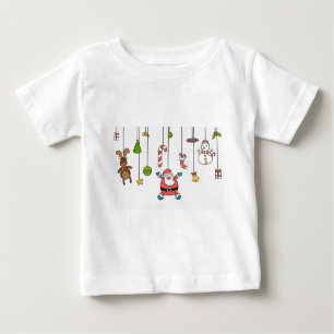 Cute cartoon Santa and friends Christmas Baby T-Shirt