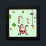 Cute cartoon Santa and friends Christmas Gift Box<br><div class="desc">Perfect to gift a Christmas present ! A cute Christmas design of Santa, reindeer, snowman and candy cane hanging from the top of the Christmas stocking against a cool mint green background. This stylish, cute, cartoon style design is perfect for kids and all the family. Celebrate Christmas with a smile...</div>