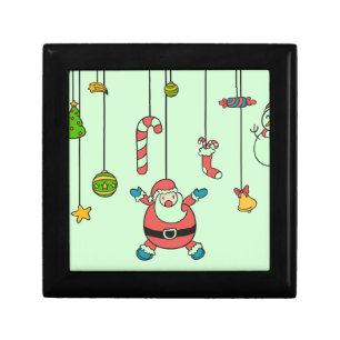 Cute cartoon Santa and friends Christmas Gift Box