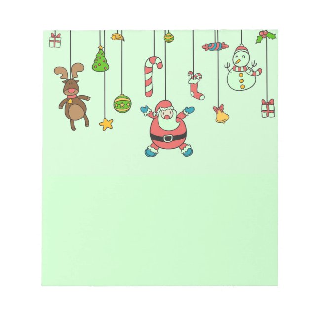 Cute cartoon Santa and friends Christmas Notepad (Front)