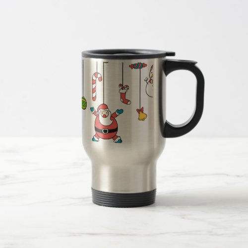 Cute cartoon Santa and friends Christmas Travel Mug