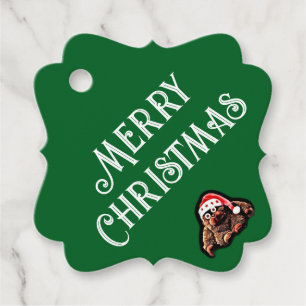 Cute cartoon santa christmas green favor tags