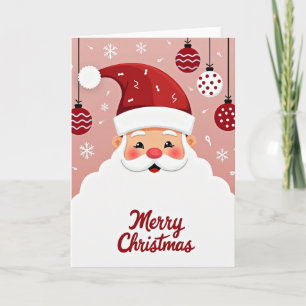 Cute Cartoon Santa Claus Face Merry Christmas Card