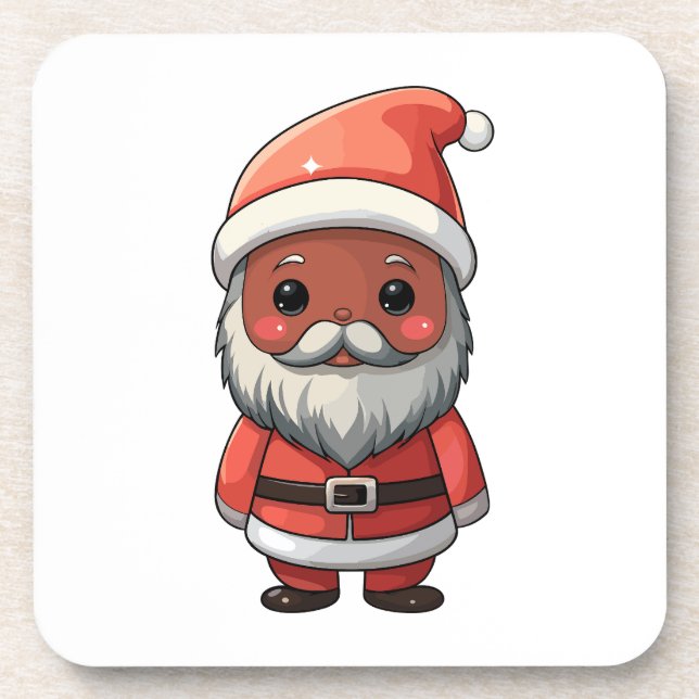 Cute Cartoon Santa Claus Illustration Beverage Coaster (Front)